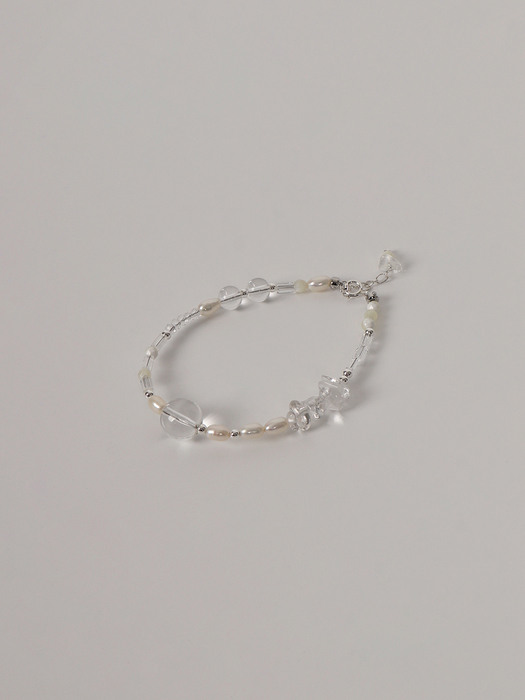 #007B Pearl Square Pillar Glass Bracelet