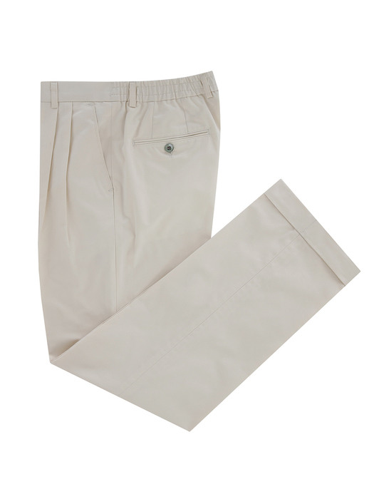  cotton two tuck banding chino pants (Cream)