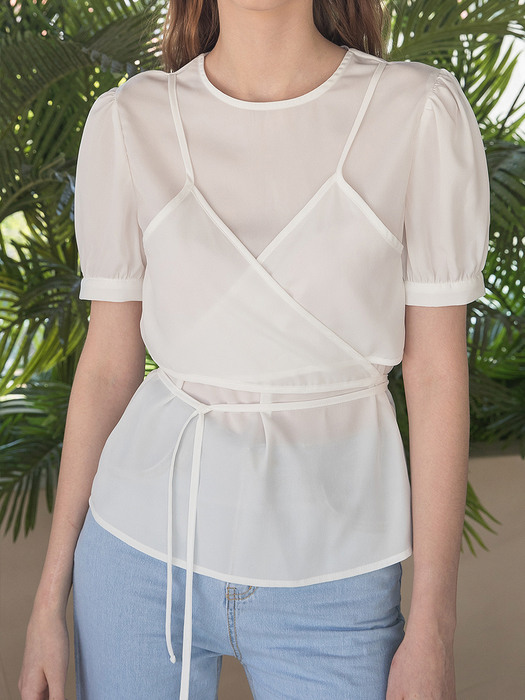 Bustier Ribbon Blouse  Ivory