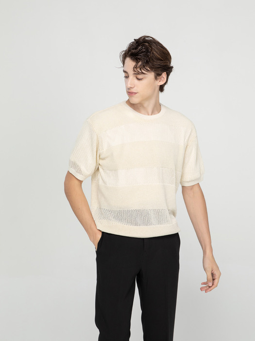 Two Pattern Linen Knit [ Marshmallow ]