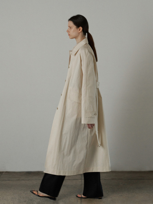 Belted cotton-blend trench coat (Cotton vanilla)