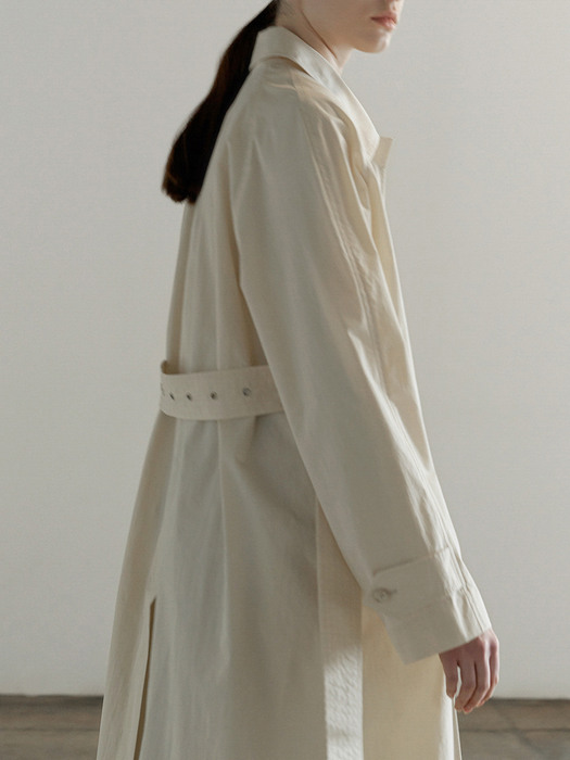 Belted cotton-blend trench coat (Cotton vanilla)