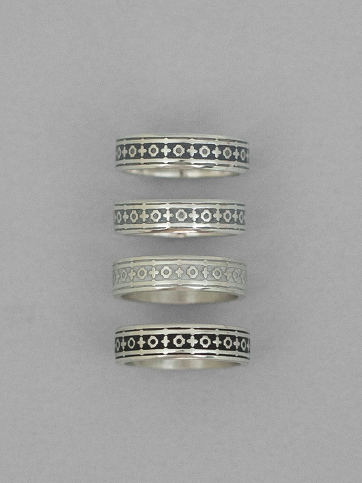 Gothic matte color couple ring(men) - Silver