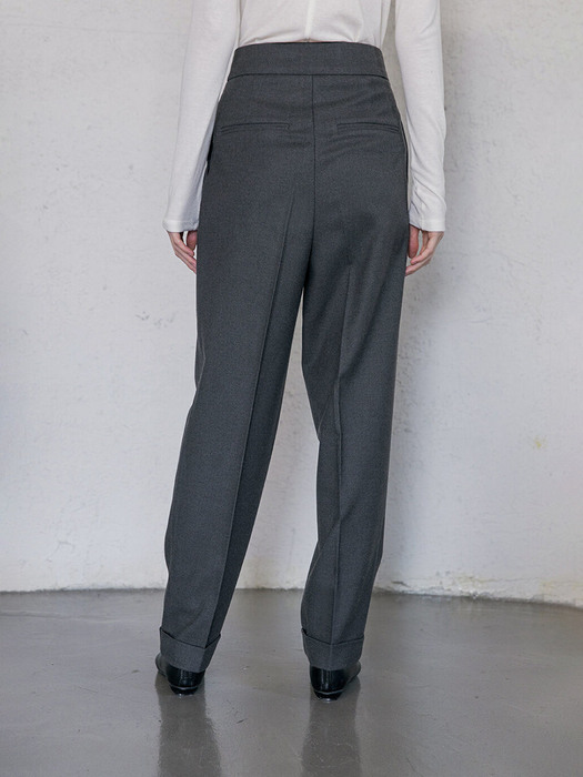 Wool flannel cabra pants (charcoal)