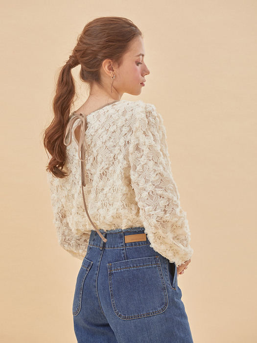 FLOWER LACE BLOUSE IVORY