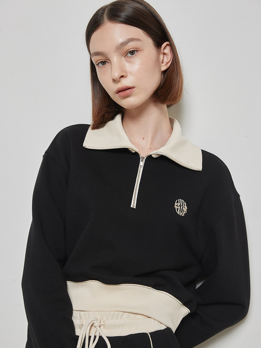 OT HALF ZIP-UP SWEAT(BLACK)