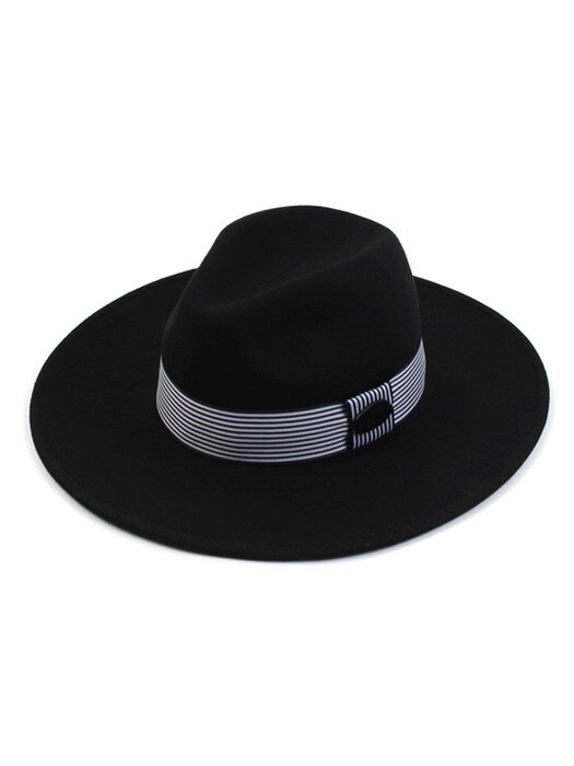 NV Stripe Line Wool Black Fedora 울페도라