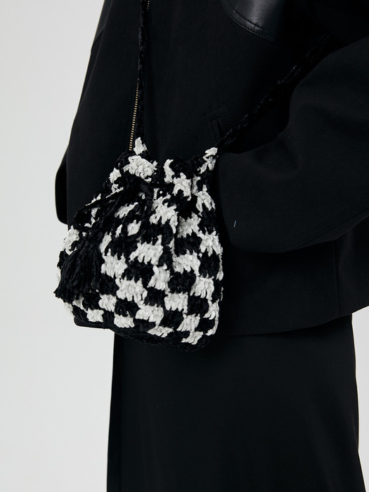 Handmade Velvet Checkerboard Lucky Bag / Black