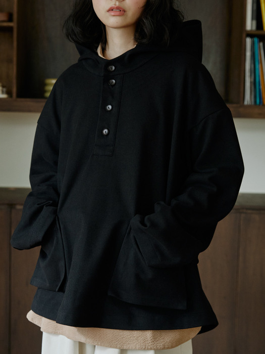 unisex hood anorak black