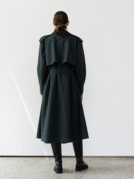 OVERSIZED COLLAR TRENCH COAT (DARK GREEN)