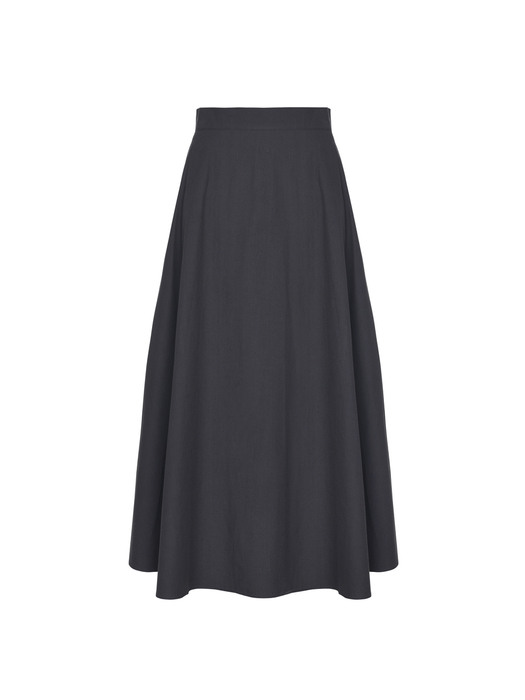 Basic flare long skirt - charcoal