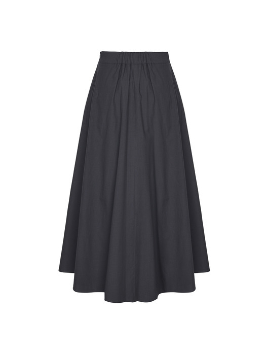Basic flare long skirt - charcoal
