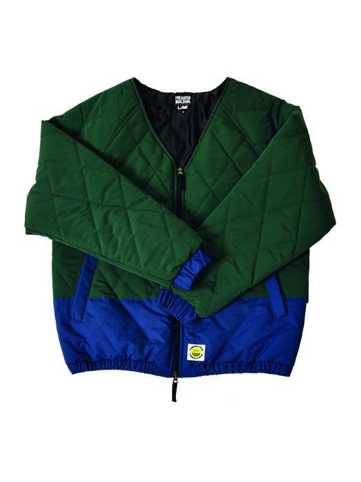 ROUND STREAMING QUILTING ZIP-UP JACKET (GREEN)