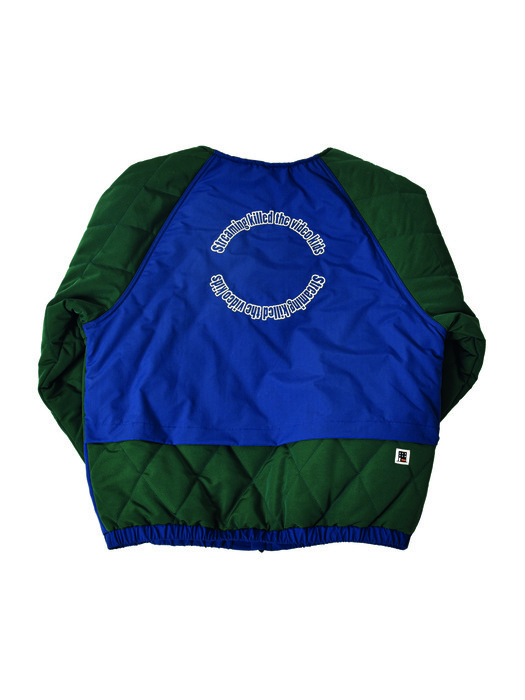 ROUND STREAMING QUILTING ZIP-UP JACKET (GREEN)