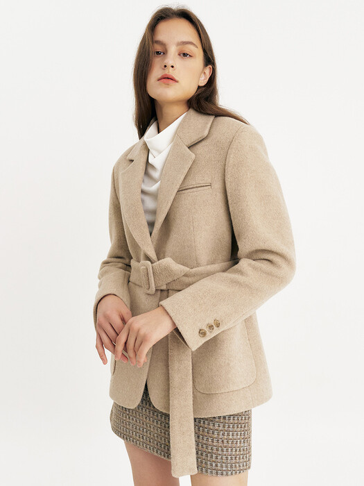 comos605 Belted Wool Jacket (beige)