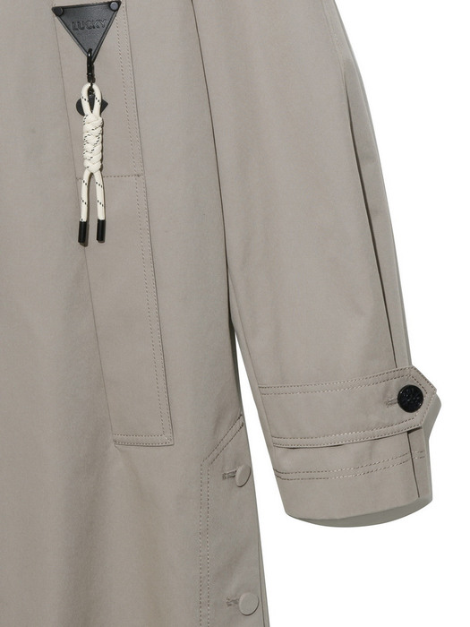 Detachable Knit Collar Single Trench Coat_LFCAW21300KHL