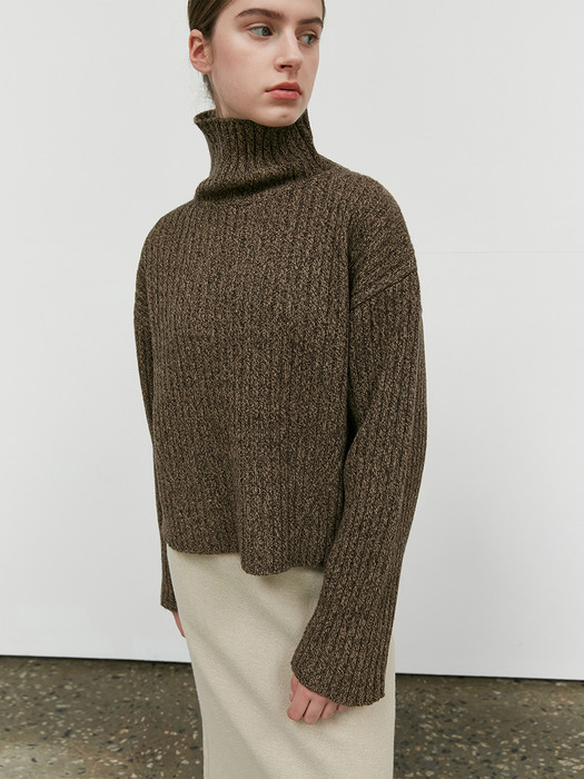 TOW CASHMERE RIBBED TURTLENECK KNIT_3 COLOR