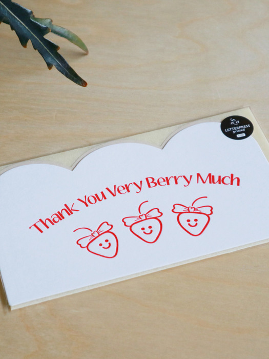 Thank you berry 땡큐베리 레터프레스 롱 카드