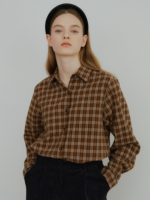 monts 1420 check oversized shirt (brown)