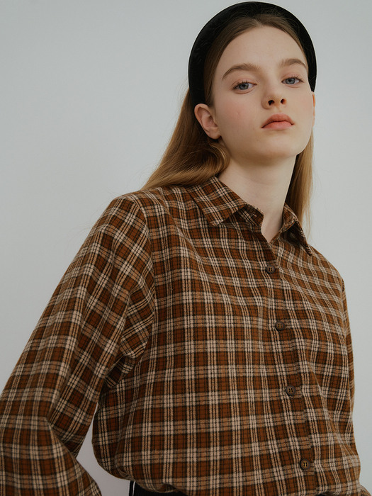 monts 1420 check oversized shirt (brown)