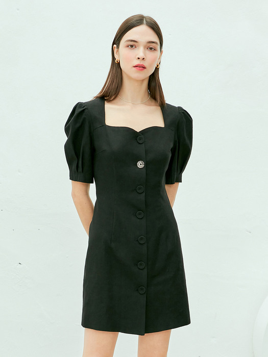 Heart square neck mini dress_BK