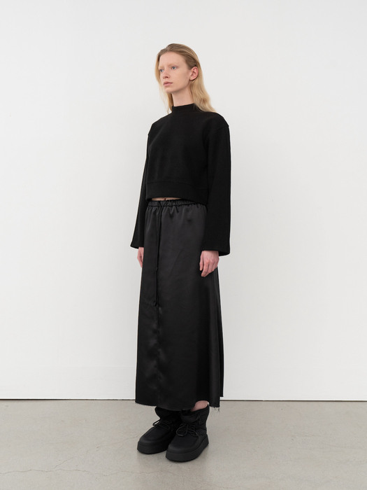 Satin Elastic Skirt (BLACK)