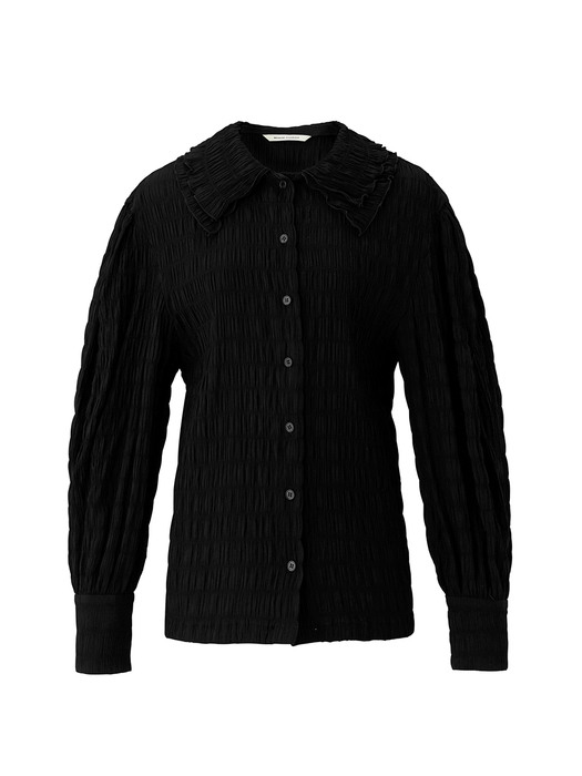 Double collar wrinkle blouse - Black