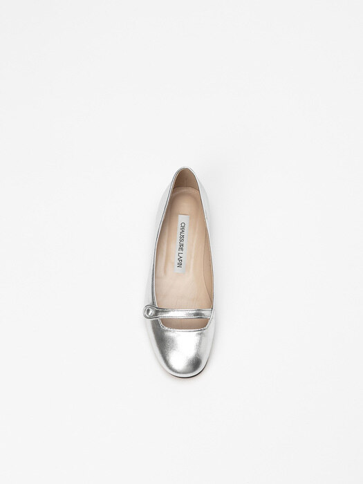 Annette Maryjane Flat Shoes in Champagne Silver