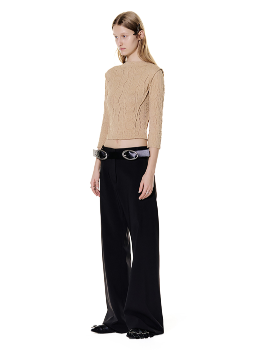 Straight Belted Pants (Black)