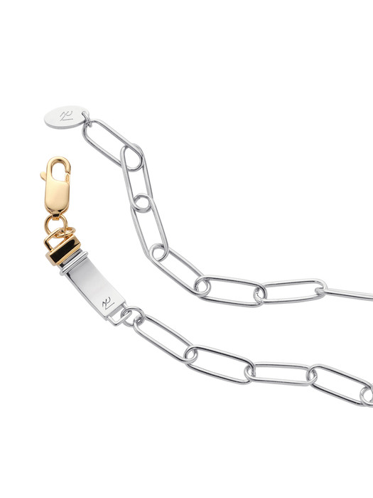 [Silver 925] two-toned square clip chain bracelet