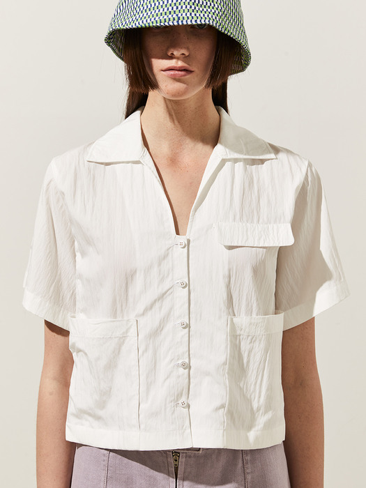 Cropped Collar Shirts_WHITE