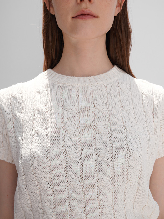 Cotton Round Cable Knit - White