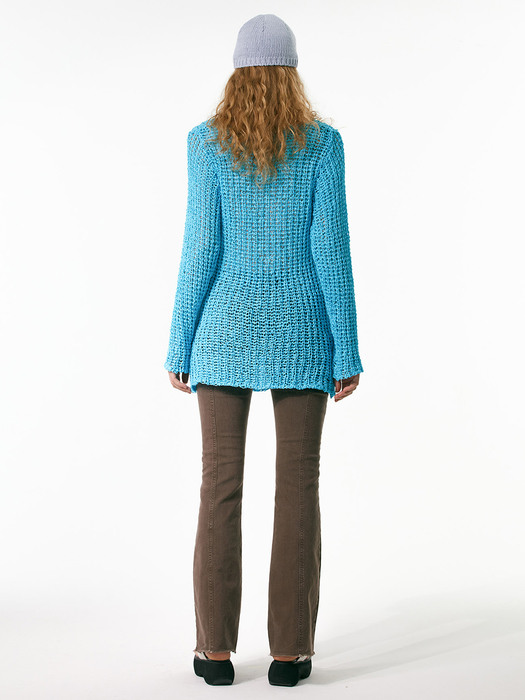 FLOWER PATCH KNIT PULLOVER, BLUE