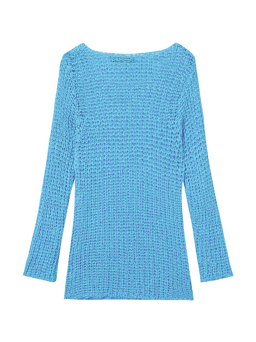 FLOWER PATCH KNIT PULLOVER, BLUE