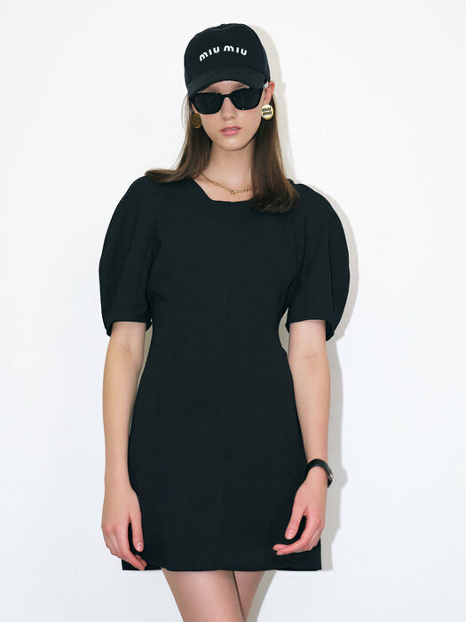 22 Summer_ Black Poly Crepe Mini Dress