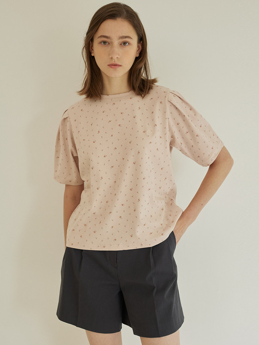 Floral Puff Sleeve T-shirt 2 Color