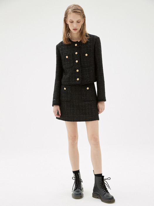 TWEED MINI SKIRT_BLACK