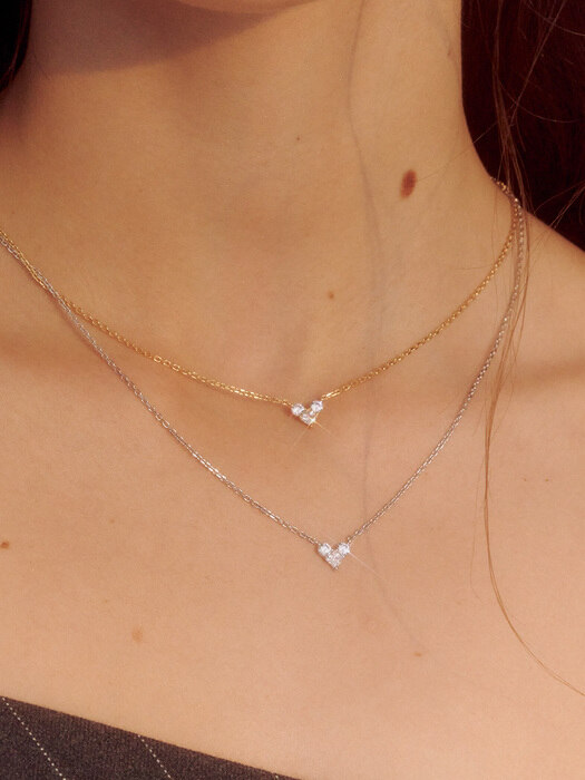 [단독] 925 silver essential heart shine necklace