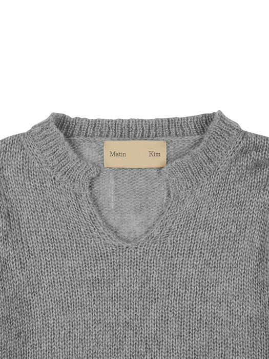 HENLY NECK KNIT TOP IN GREY
