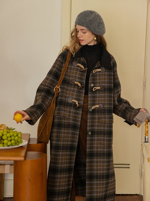 VALERIE plaid handmade woolen coat_CHECK