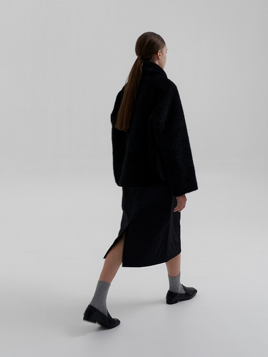 recycle padding skirt-black