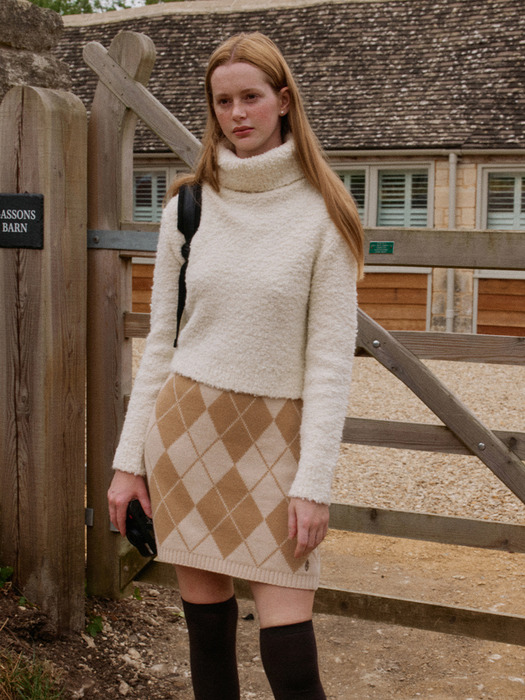 BROMLEY Turtle neck boucle wool knit (Light blue/Ivory/Blue)