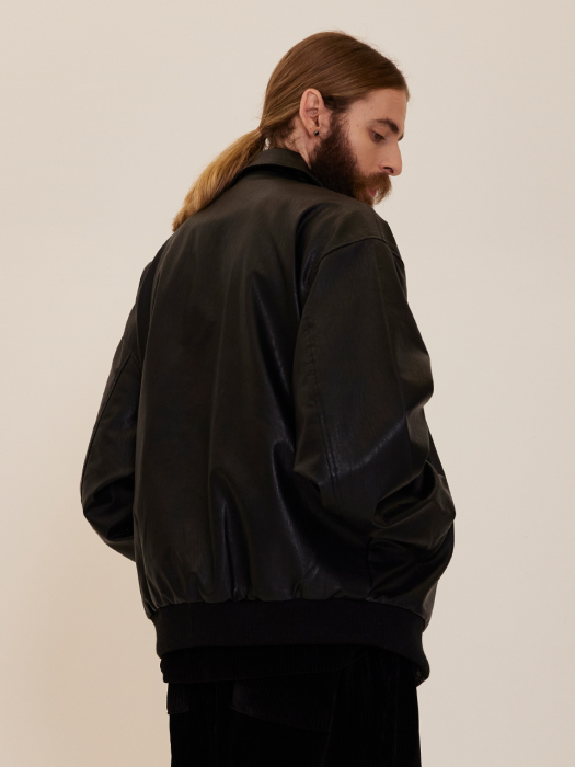 CB VEGAN LEATHER OVER JACKET (BLACK)