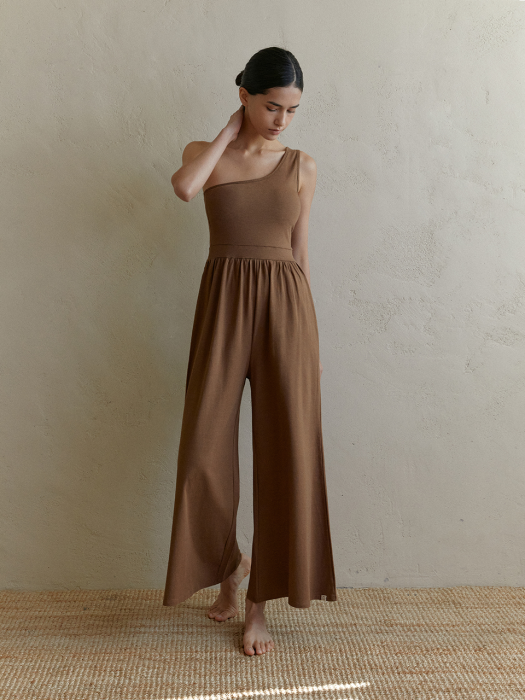 Citta one shoulder jumpsuit (Caffelatte)