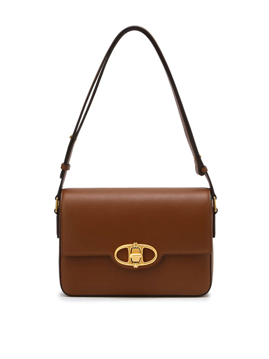 [MERINGUE] 브라운 알렉산드라 레더 플레인 숄더백 M AABA5F368W2