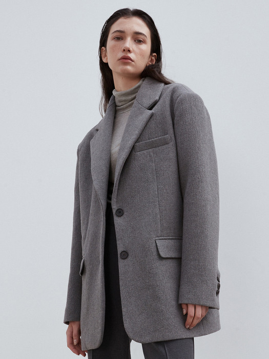 OU981 boucle wool jacket (gray)
