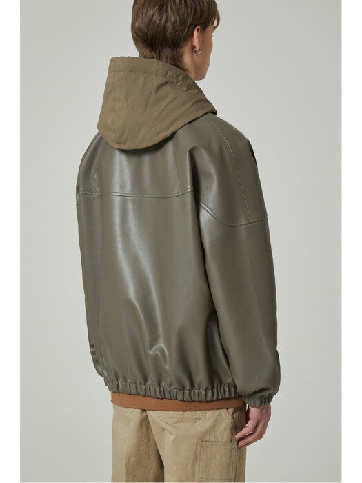 eco-leather hood jumper_CWUAS23211KHX