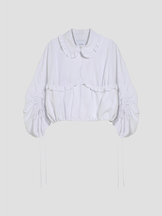 23SS Shirring Trimmed Detail Jumper_WHITE