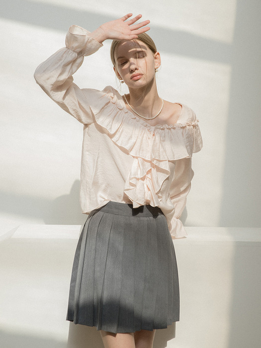 Square Frill Ruffle Blouse Pink
