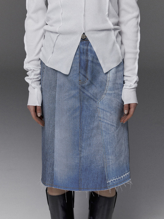 DIGITAL DENIM PRINT SKIRT